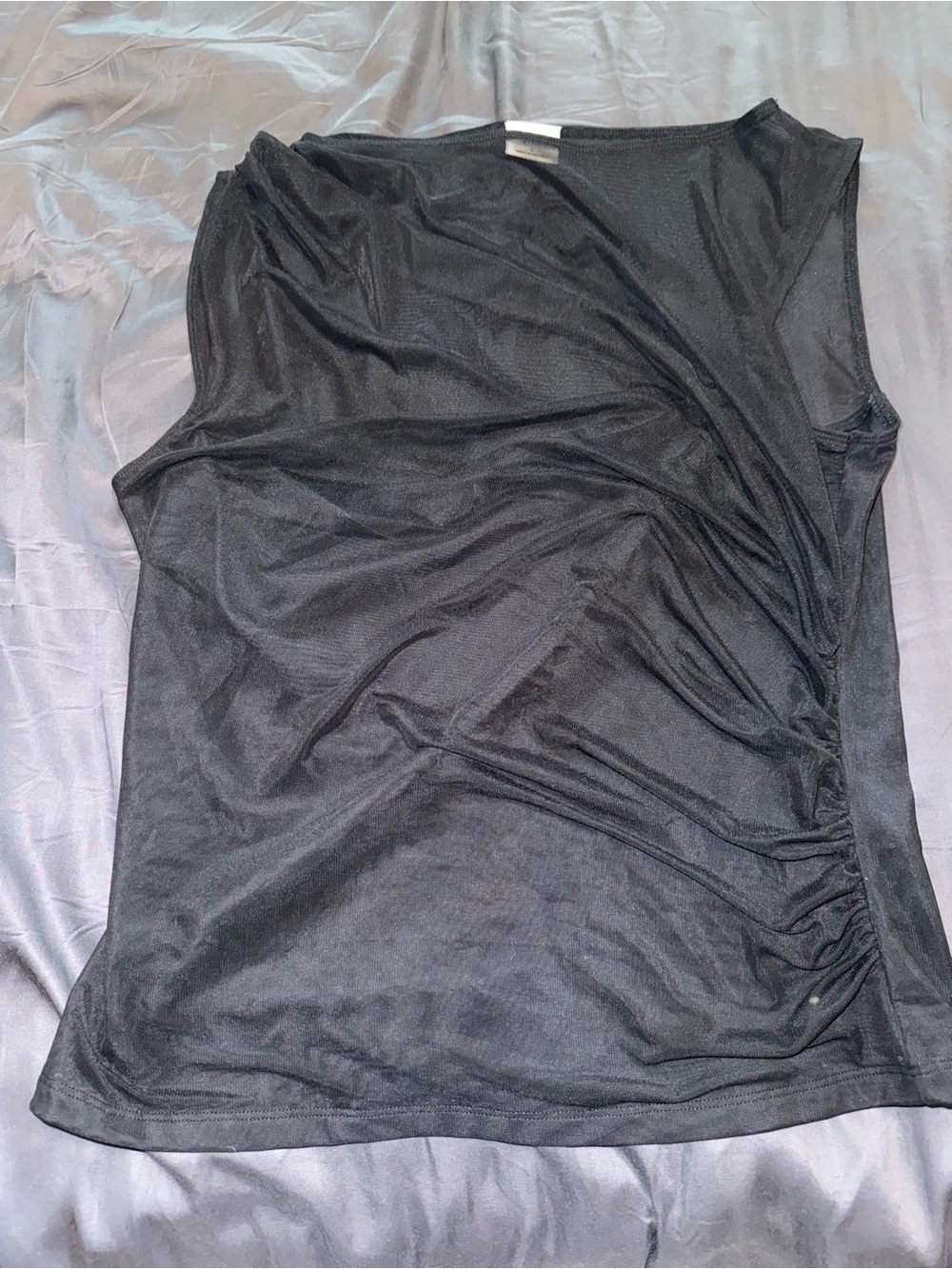 Abercrombie & Fitch Black Sleeveless Ruched Top